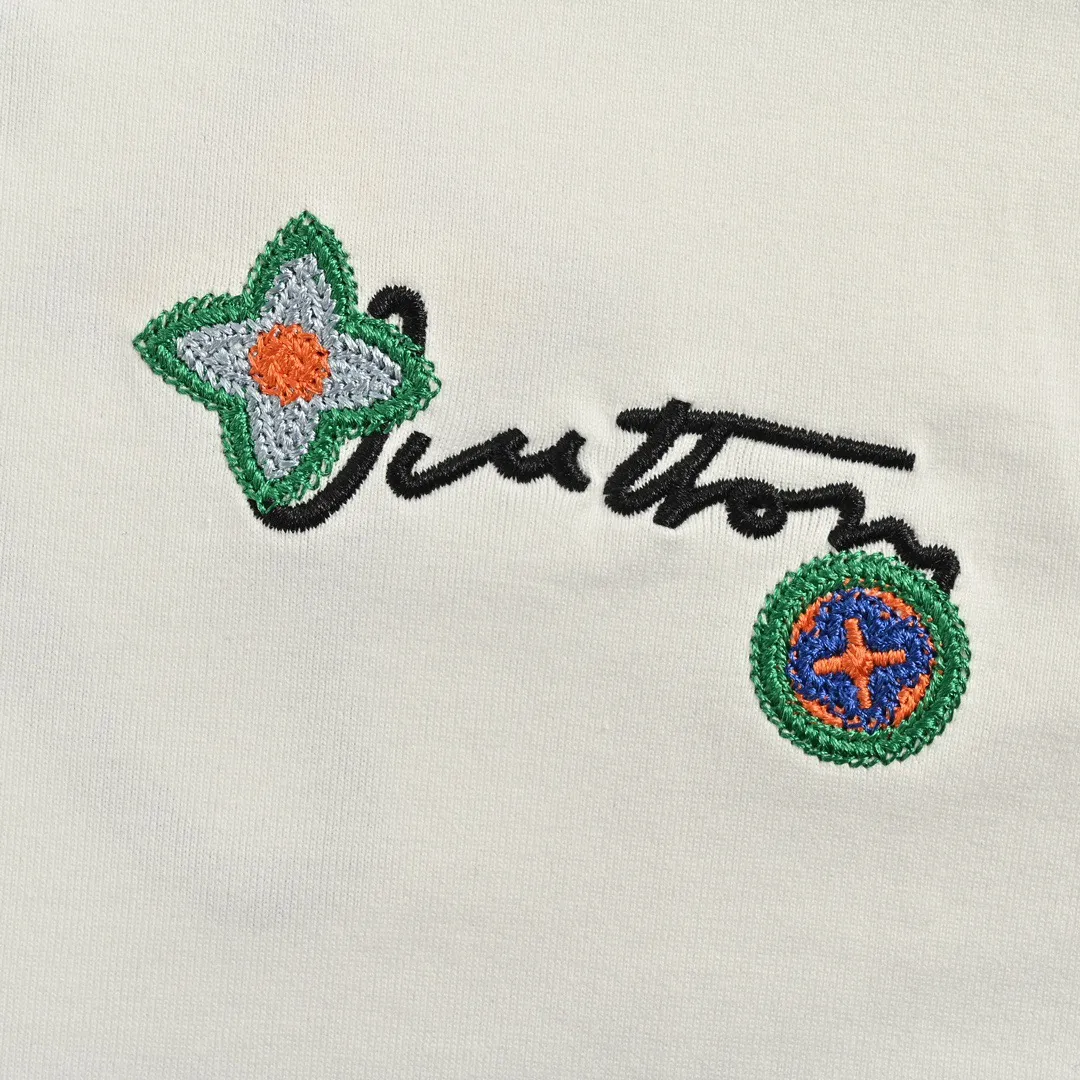 Louis Vuitton/Louis Vuitton floral letter embroidered short sleeves